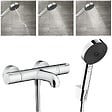 HANSGROHE - Hansgrohe Ecostat Set Mitigeur Thermostatique bain/douche + Douchette à main 105mm 3 jets + Flexible douche 160cm + Support mural, Chrome - vignette