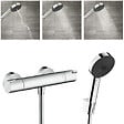 HANSGROHE - Hansgrohe Ecostat Mitigeur thermostatique douche + Douchette à main XXL 105mm 3 jets, Flexible de douche 125cm, support mural - vignette