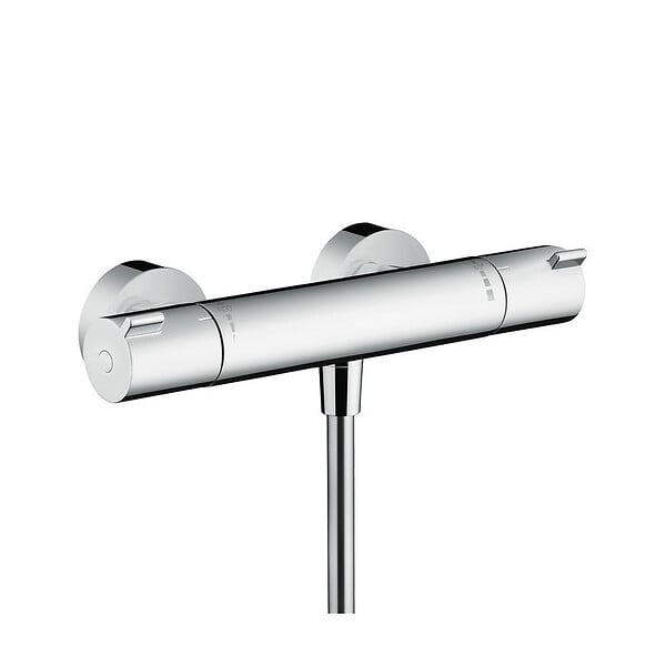 HANSGROHE - Hansgrohe Ecostat Mitigeur thermostatique douche + Douchette à main XXL 105mm 3 jets, Flexible de douche 125cm, support mural - large