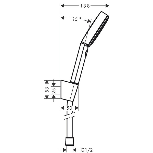 HANSGROHE - Hansgrohe Ecostat Mitigeur thermostatique douche + Douchette à main XXL 105mm 3 jets, Flexible de douche 125cm, support mural - large