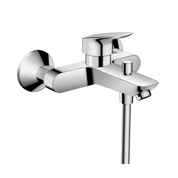 HANSGROHE - Hansgrohe Set bain/douche Mitigeur Logis + Douchette 2 jets + Barre de douche 65cm + Flexible, Chrome (71400000-CROMETTA) - large