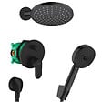HANSGROHE - Hansgrohe Vernis Blend Pulsify Set de douche tout en 1 avec Douche de tête 205 XXL + Douchette à main 3 jets, Noir mat - vignette