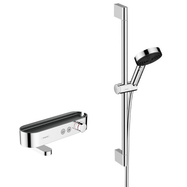 HANSGROHE - Hansgrohe ShowerTablet Select Set Mitigeur Thermostatique douche/bain + Douchette 105mm 3 jets + Flexible douche 160cm + Barre 65cm - large