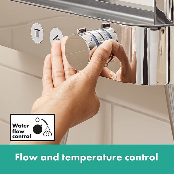 HANSGROHE - Hansgrohe ShowerTablet Select Set Mitigeur Thermostatique douche/bain + Douchette 105mm 3 jets + Flexible douche 160cm + Barre 65cm - large