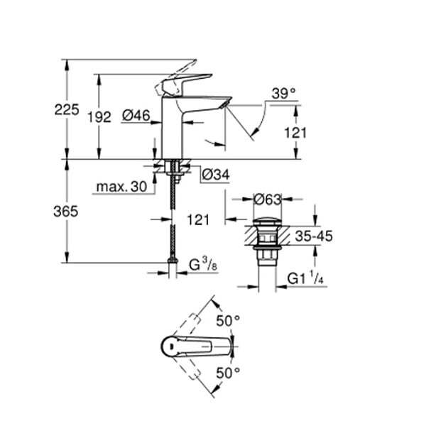 GROHE - Grohe Lot de deux START Mitigeur monocommande lavabo tille M, avec tirette de vidage, noir mat (235752432-GroheBlackDuo) - large