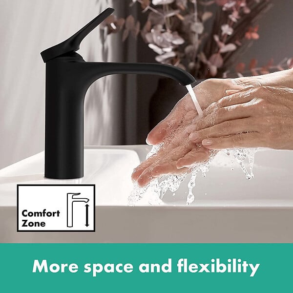 HANSGROHE - Hansgrohe Vivenis Mitigeur de lavabo 110 sans tirette ni vidage, bec cascade, noir mat (75022670) - large