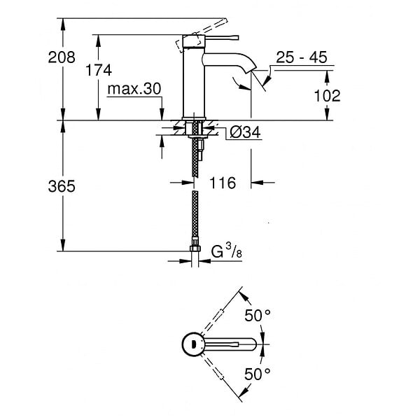 GROHE - Grohe Essence Mitigeur monocommande, 1/2″ pour lavabo Taille S, Warm Sunset (23590DA1) - large