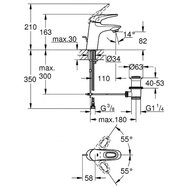 GROHE - Eurostyle Mitigeur monocommande 1/2" Lavabo Taille S - large