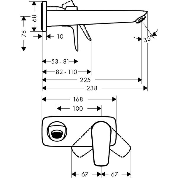 HANSGROHE - Hansgrohe Talis E Set Mitigeur monocommande lavabo encastré mural Noir mat, Bonde à écoulement libre, Corps encastré 71734670-SET - large