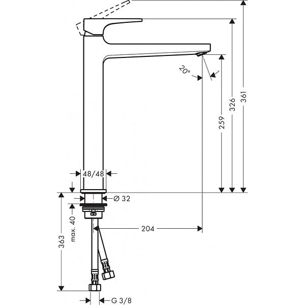HANSGROHE - Metropol Mitigeur de lavabo 260 poignée manette, bonde Push-Open, Noir mat (32512670) - large