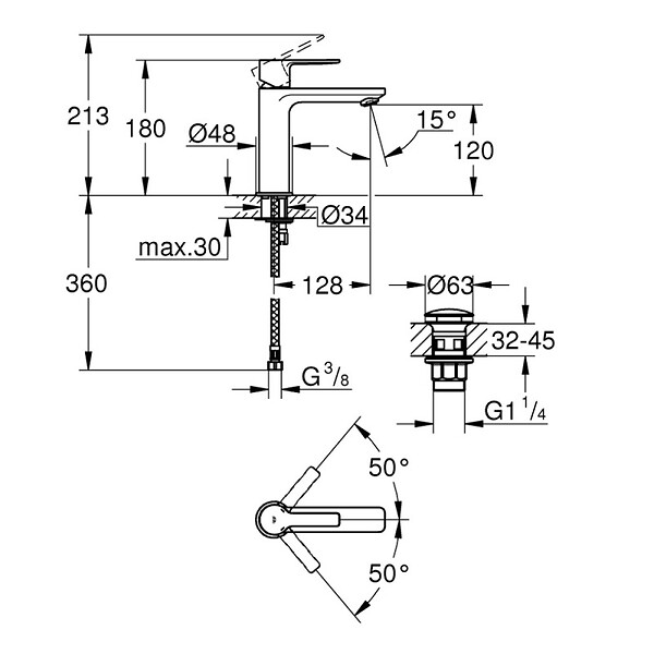 GROHE - Grohe Lineare Mitigeur monocommande Lavabo Taille S (23106001) - large