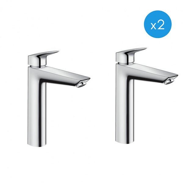 HANSGROHE - Hansgrohe Logis Lot de 2 Mitigeurs de lavabo XL avec ComfortZone 190, Chrome (71091000-DUO) - large
