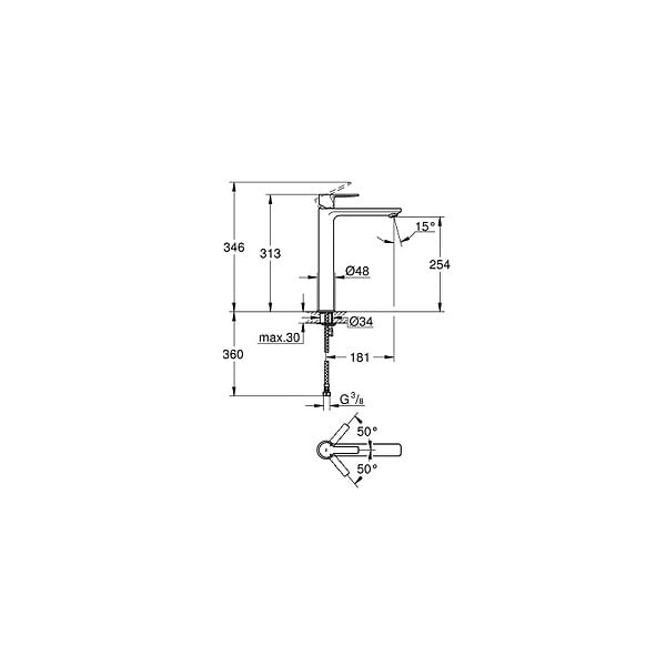GROHE - Lineare New Mitigeur monocommande 1/2" Lavabo Taille XL (23405DC1) - large