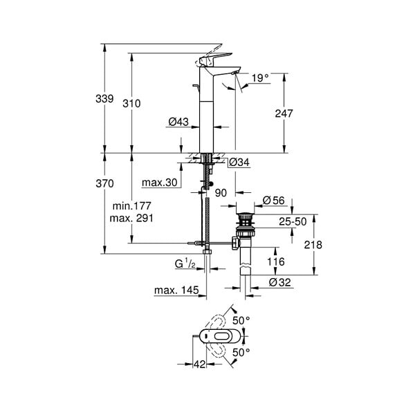 GROHE - Grohe BauLoop mitigeur monocommande 1/2″ lavabo, chrome (G32856000) - large