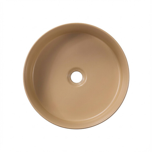 CERAMIA - Ceramia Vasque à poser ronde 36 cm hauteur 12,5 cm sans trop-plein moka mat PixL (CEPX3636MOM) - large
