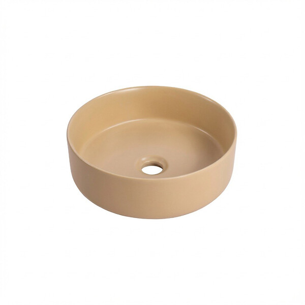 CERAMIA - Ceramia Vasque à poser ronde 36 cm hauteur 12,5 cm sans trop-plein moka mat PixL (CEPX3636MOM) - large