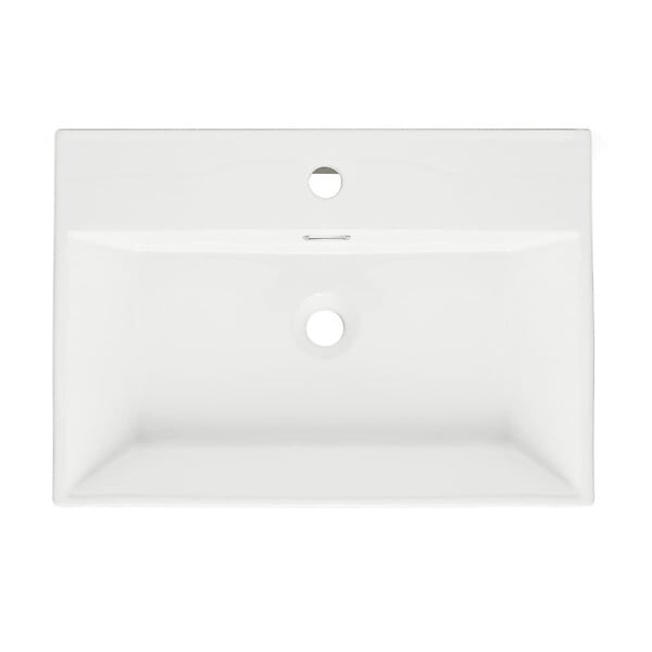 SWISS AQUA TECHNOLOGIES - Cube Way 60x42 cm lavabo suspendu en céramique avec trou pour robinetterie au milieu, sans siphon ni mitigeur, blanc (SATCW6042) - large