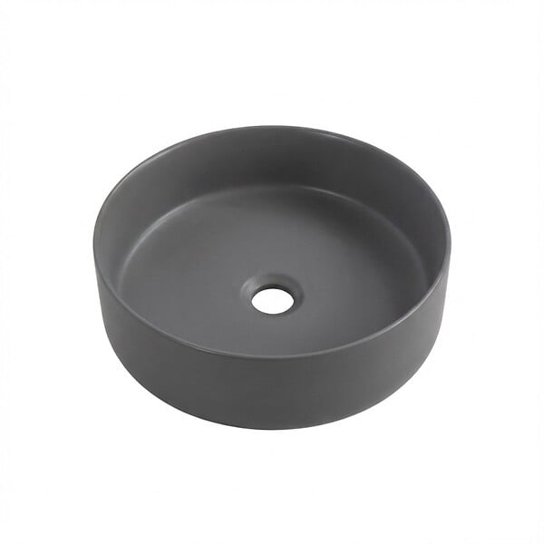 CERAMIA - Ceramia Vasque à poser ronde 36 cm hauteur 12,5 cm sans trop-plein gris mat PixL (CEPX3636GM) - large