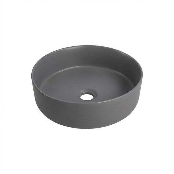 CERAMIA - Ceramia Vasque à poser ronde 36 cm hauteur 12,5 cm sans trop-plein gris mat PixL (CEPX3636GM) - large