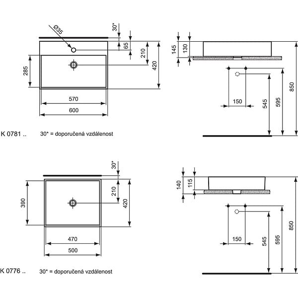IDEAL STANDARD - Ideal Standard STRADA Lavabo à poser 600 x 420 x 145 mm, blanc (K078101) - large