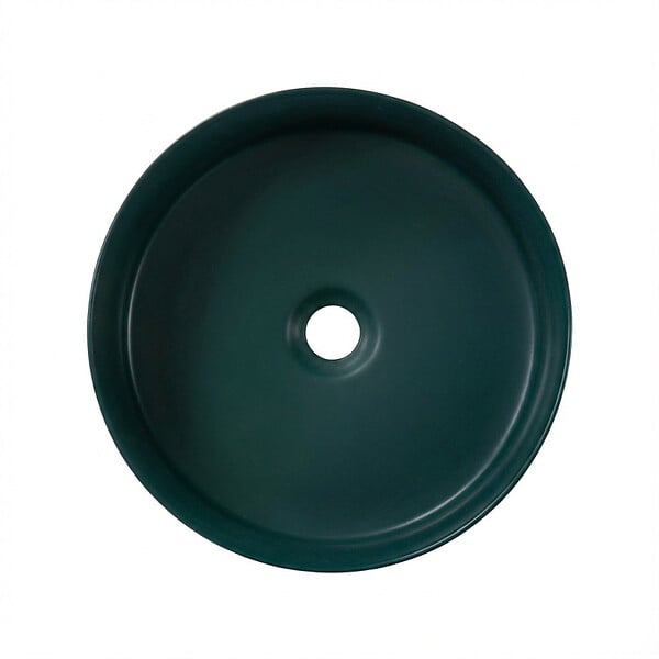 CERAMIA - Ceramia Vasque à poser ronde 36 cm hauteur 12,5 cm sans trop-plein vert mat PixL (CEPX3636GEM) - large