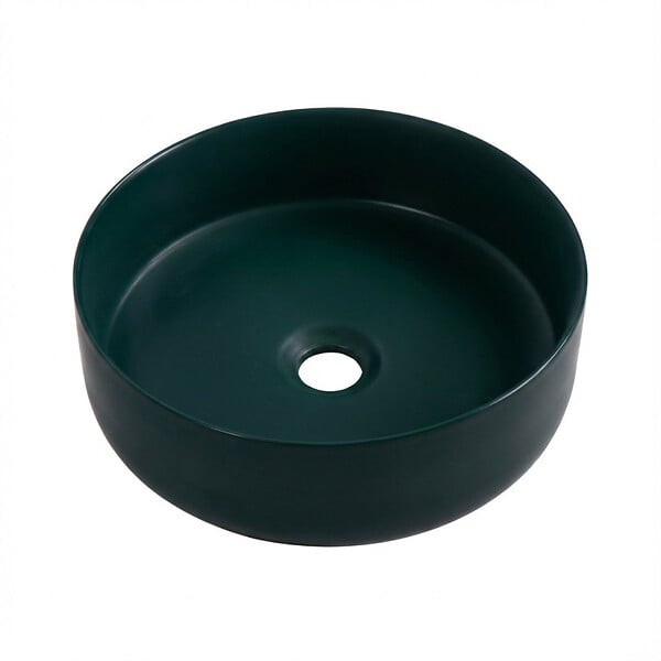 CERAMIA - Ceramia Vasque à poser ronde 36 cm hauteur 12,5 cm sans trop-plein vert mat PixL (CEPX3636GEM) - large