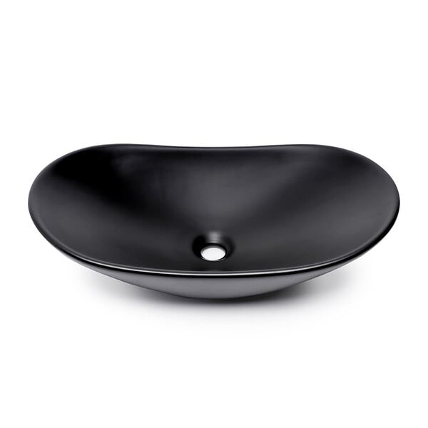 SWISS AQUA TECHNOLOGIES - Swiss Aqua Technologies Infinitio Vasque à poser 61,5x36 cm ovale, sans trop-plein, Noir mat (SATINF61536BKM) - large