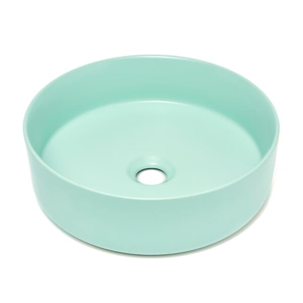 SWISS AQUA TECHNOLOGIES - Swiss Aqua Technologies Mood vasque à poser ronde 36x36 cm sans trou de robinetterie ni trop-plein, menthe (SATM3636LMGM) - large
