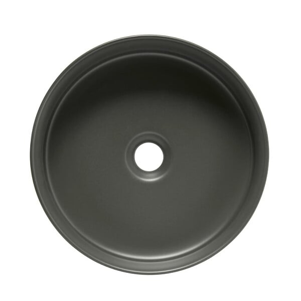SWISS AQUA TECHNOLOGIES - Swiss Aqua Technologies Mood vasque à poser ronde 36x36 cm sans trou de robinetterie ni trop-plein, gris foncé (SATM3636DGRM) - large