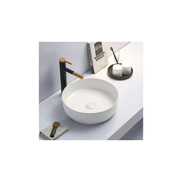 SWISS AQUA TECHNOLOGIES - Swiss Aqua Technologies Set vasque à poser 39x39x12cm sans trop-plein + bonde à écoulement libre Infinitio blanc SetSATINF-blanc - large