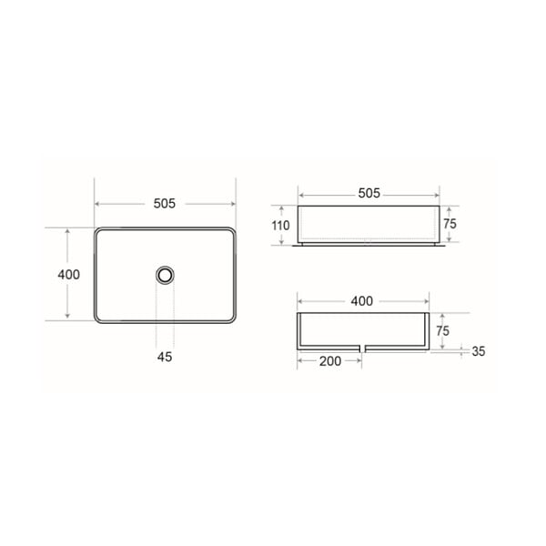 SWISS AQUA TECHNOLOGIES - Swiss Aqua Technologies Set Vasque Infinitio à poser 50x40cm + Bonde, Blanc (SATINF5040M-SET_BP) - large