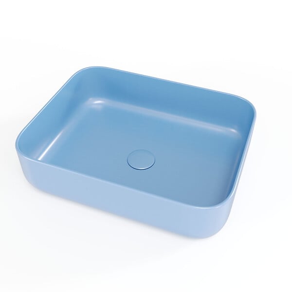 SWISS AQUA TECHNOLOGIES - Infinitio Vasque à poser 50x39 cm, sans trop-plein, Bleu mat (SATINF5039LBLM) - large