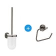 GROHE - Grohe Essentials Set d'accessoires WC avec Porte balai WC + Dérouleur de papier mural, Hard Graphite brossé (40374AL1-Essentials) - vignette