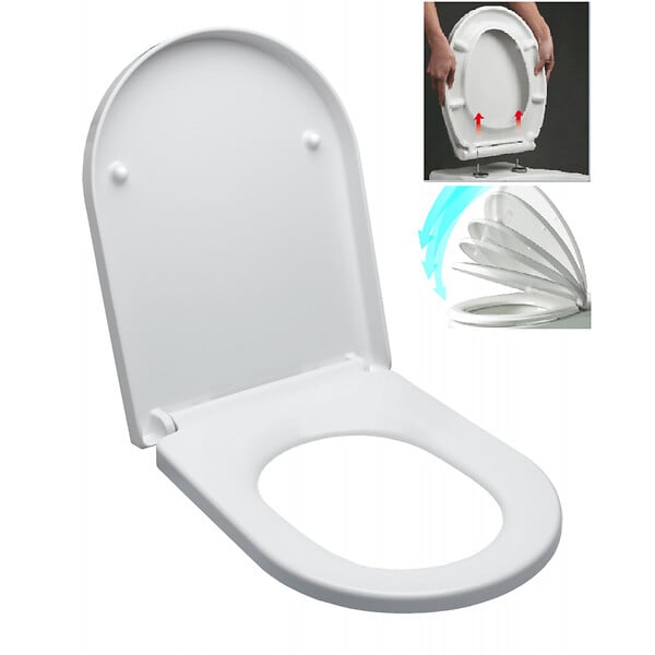 IDEVIT - Abattant WC à fermeture douce Softclose adaptable sur la plupart des cuvettes, blanc (EASY2244) - large