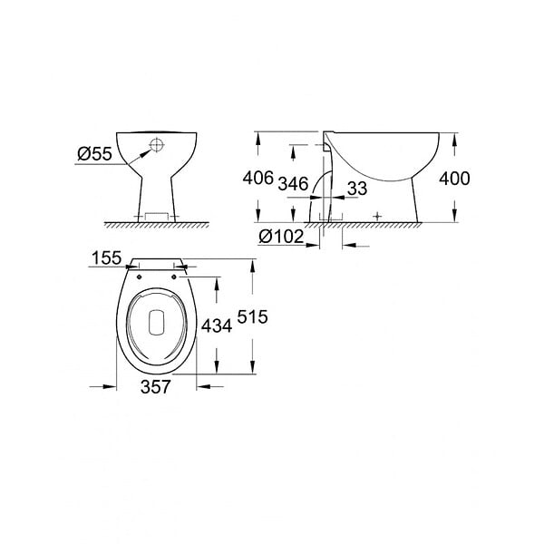 GROHE - Grohe Bau Ceramic WC à poser, blanc alpin (39431000) - large