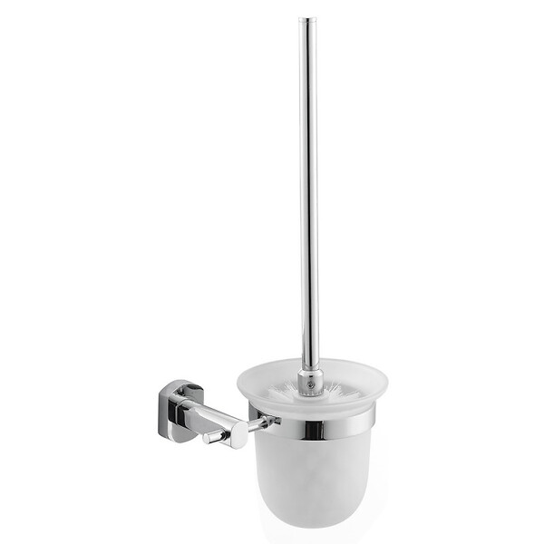 OPTIMA - Optima Cube Way Set Brosse de toilette murale + Porte-papier toilette mural, Chrome (CubeWay-SET) - large