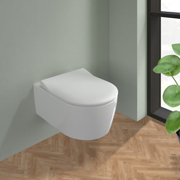 VILLEROY & BOCH - Villeroy & Boch Slim Softclosing  Abattant amovible avec frein de chute pour cuvette arceau, Duroplast (8M30S101) - large
