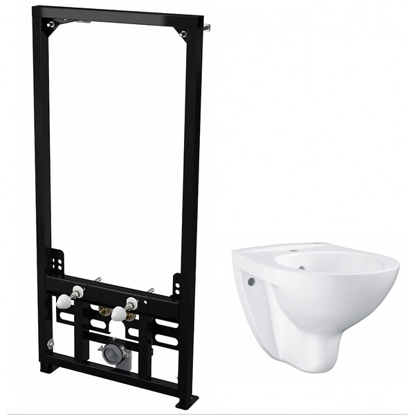 ALCA - Alca Pack Bâti support pour bidet suspendu + Bidet suspendu Grohe Bau Ceramic, blanc alpin (SetBidetGrohe-2) - large