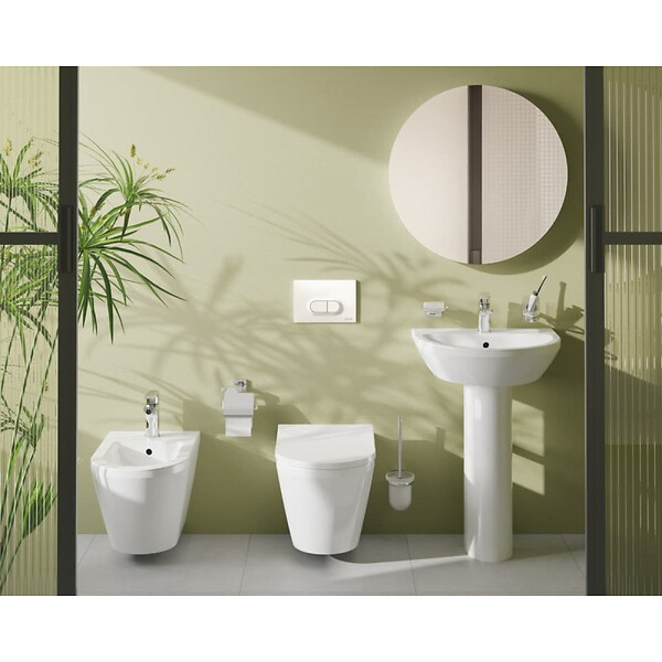 VITRA - Vitra  Set Integra WC sans bride + Abattant avec frein de chute en Duroplast + bidet suspendu et trop-plein, 35,5x54 cm, blanc - large
