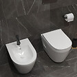 VITRA - Vitra  Set Integra WC sans bride + Abattant avec frein de chute en Duroplast + bidet suspendu et trop-plein, 35,5x54 cm, blanc - vignette