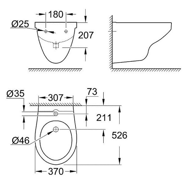GROHE - Grohe Bau Ceramic Bidet suspendu, blanc alpin (39433000) - large