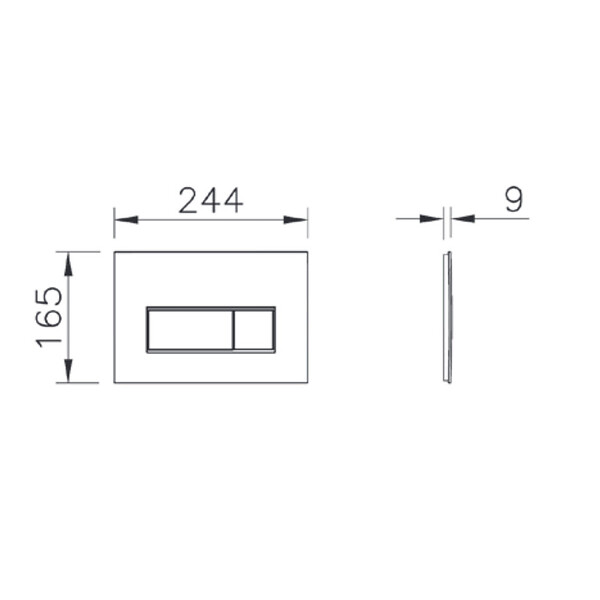 VITRA - Vitra  Root Square plaque de déclenchement double touche, chrome brillant (740-2380) - large