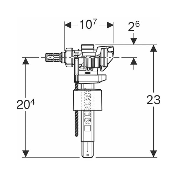 GEBERIT - 383 robinet flotteur pour réservoir encastré, entrée d’eau latérale, filetage laiton 3/8" (243.886.00.5) - large