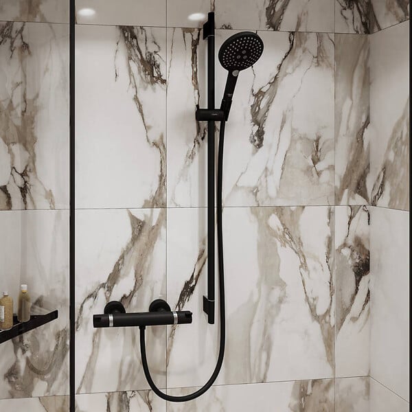 HANSGROHE - Mitigeur thermostatique mural de douche Ecostat Comfort finition noir mat - large