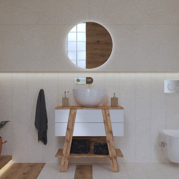 SWISS AQUA TECHNOLOGIES - Meuble de salle de bain sous lavabo Naturel Home 80x73x46 cm, blanc  (HOMEUMDB) - large