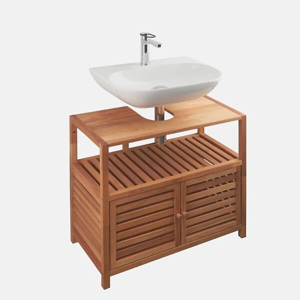 NATUREL - Meuble de salle de bain sous lavabo Naturel Home 67,5x63x35,5 cm, bois  (HOMEUM) - large