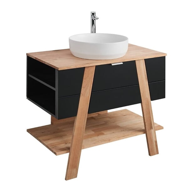 SWISS AQUA TECHNOLOGIES - Swiss Aqua Technologies Meuble de salle de bain sous lavabo Naturel Home 80x73x46 cm, noir  (HOMEUMDC) - large