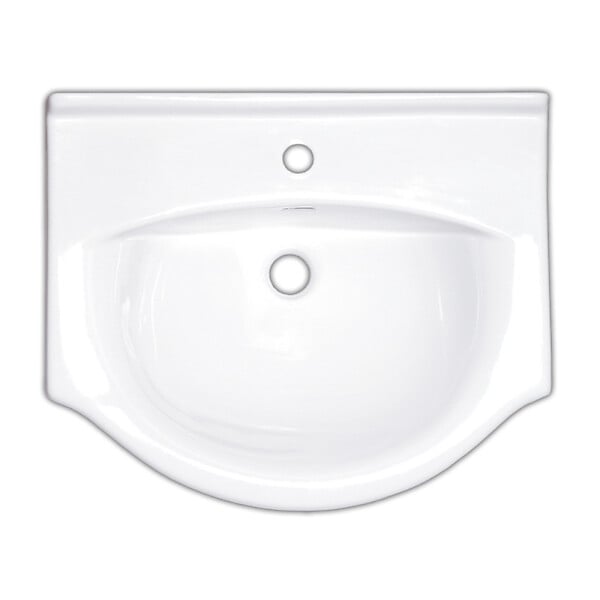 NATUREL - Naturel Pro 61x51 cm lavabo suspendu en céramique avec un trou pour mitigeur au milieu, sans siphon ni mitigeur, blanc (HA5660) - large