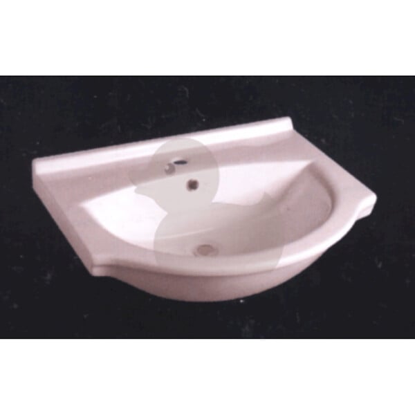 NATUREL - Naturel Pro 61x51 cm lavabo suspendu en céramique avec un trou pour mitigeur au milieu, sans siphon ni mitigeur, blanc (HA5660) - large