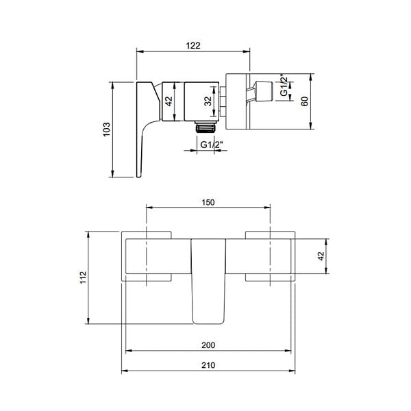 VILLEROY & BOCH - Architectura Square Mitigeur Monocommande de douche  , Chrome (TVS12500100061) - large